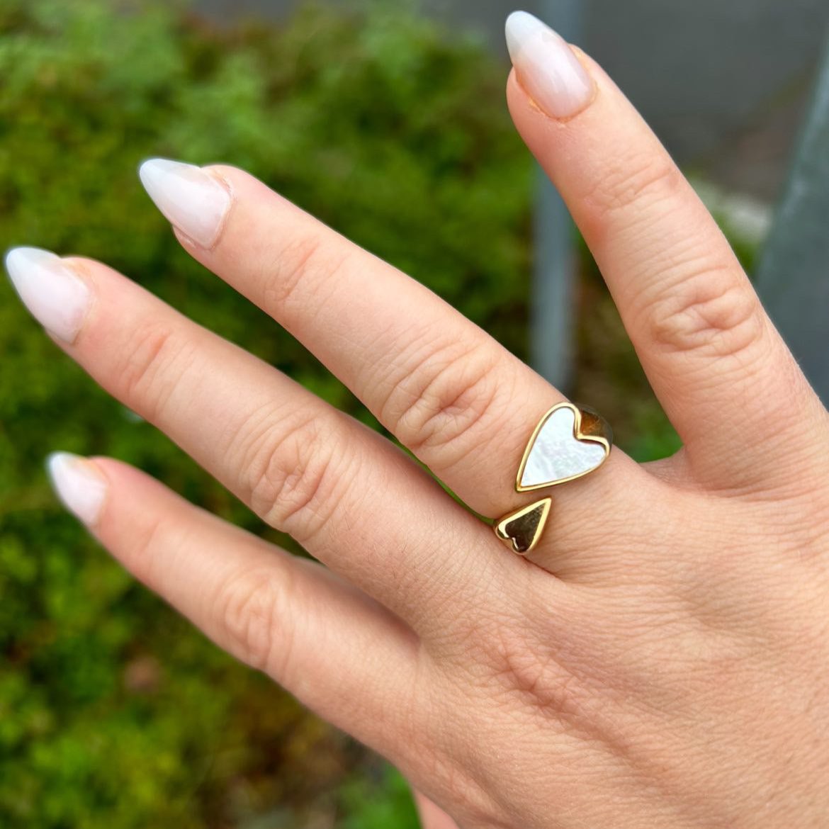 Golden Heart Ring With Pearl