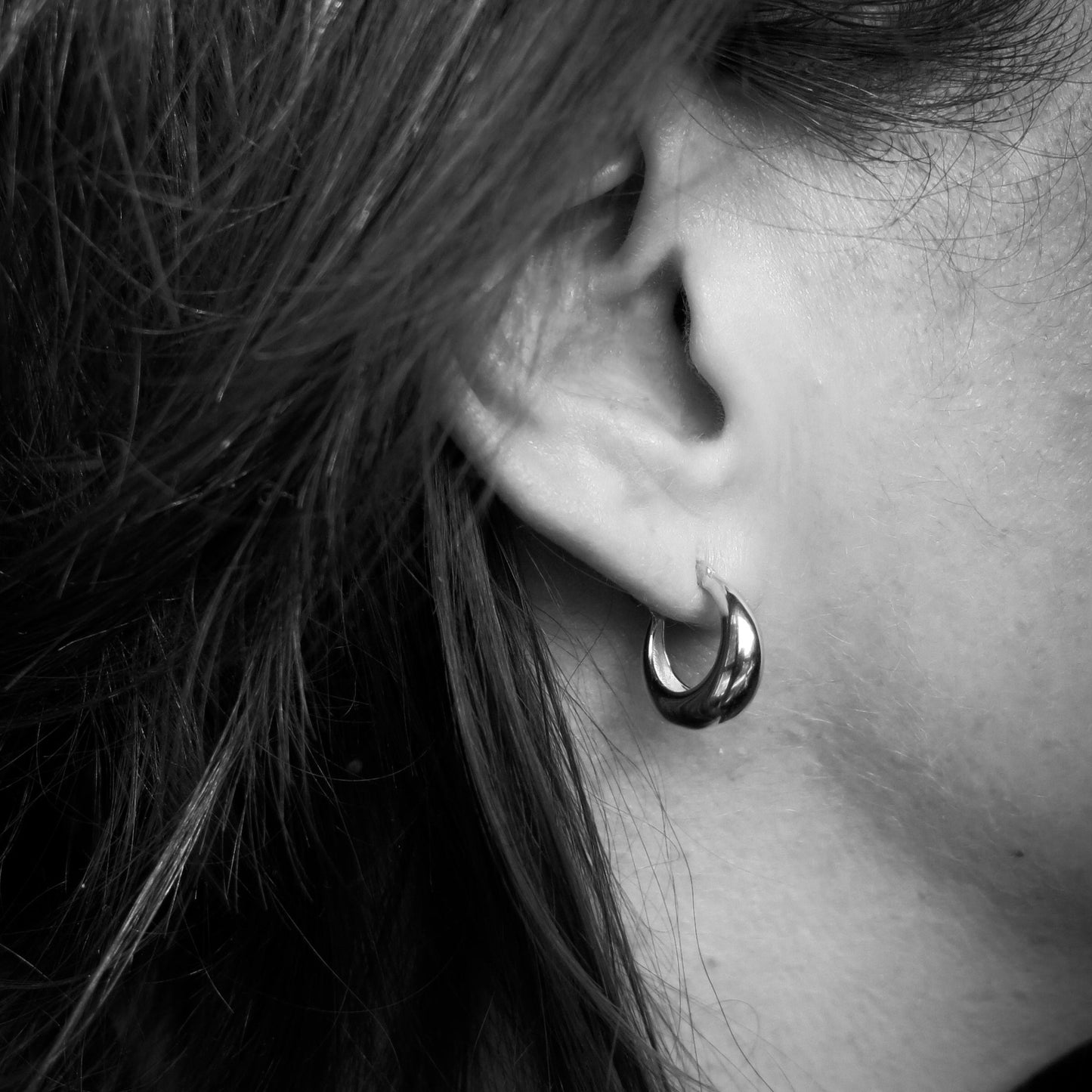 Chunky Hoop Earrings Silver Small