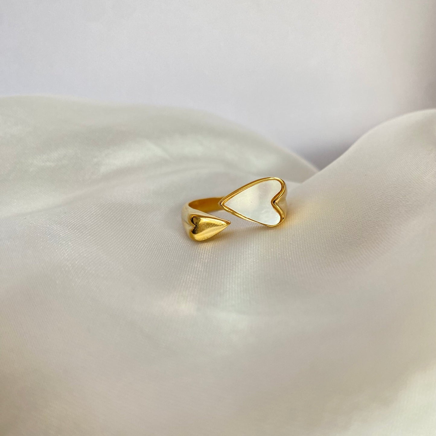 Golden Heart Ring With Pearl