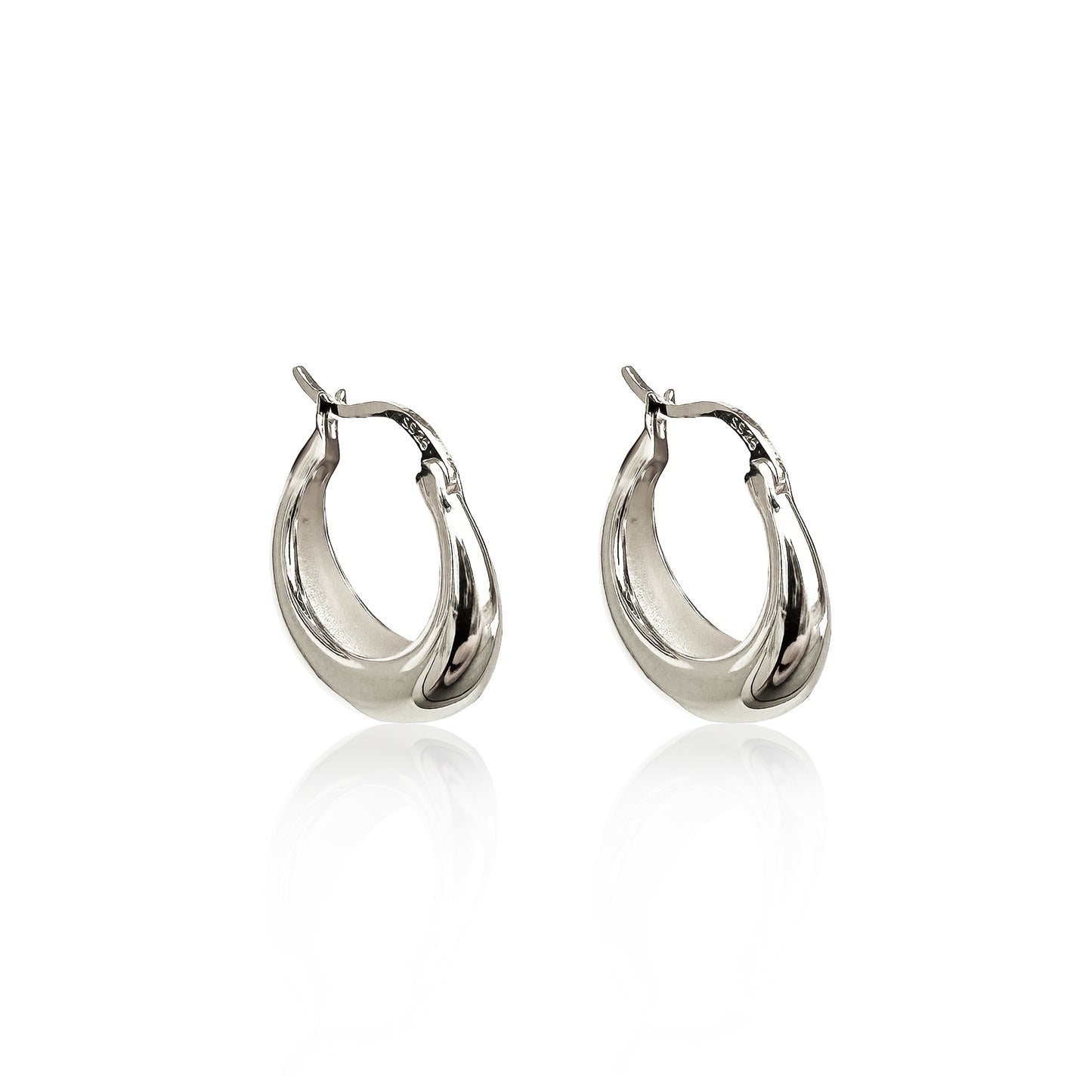 Chunky Hoop Earrings Silver Small