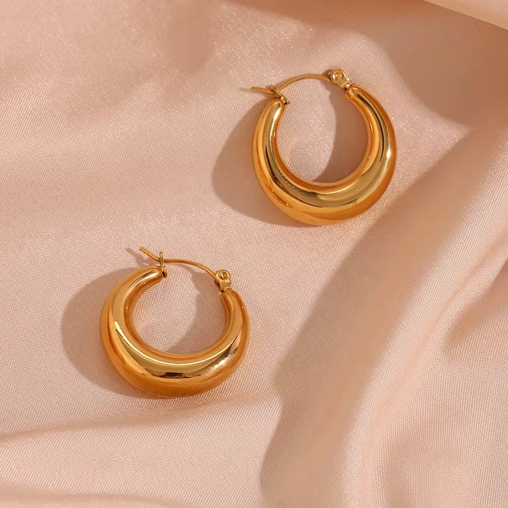 Chunky Hoop Earrings Gold Medium