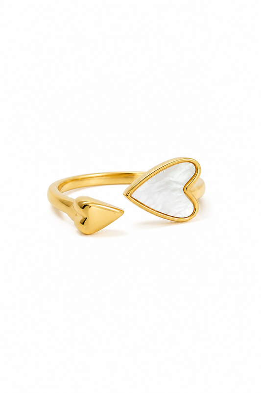 Golden Heart Ring With Pearl