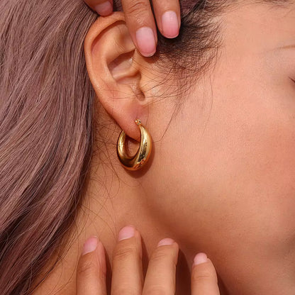 Chunky Hoop Earrings Gold Medium