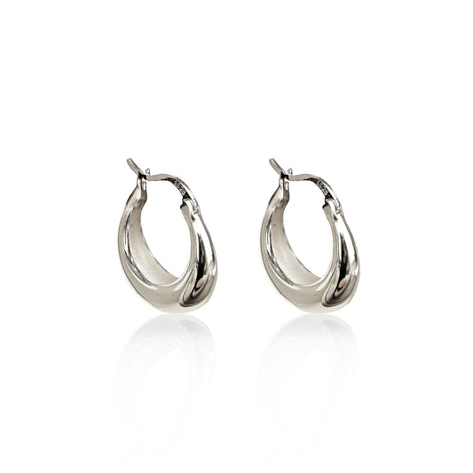 Chunky Hoop Earrings Silver Small