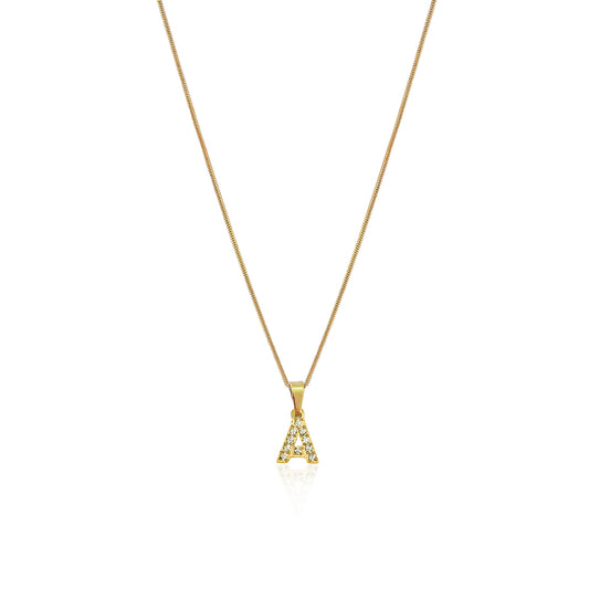 Stone letter necklace gold